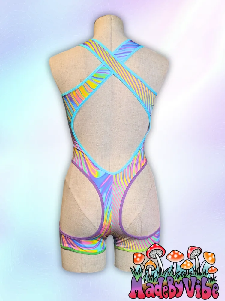 Prismatic Cut Out Romper Bodysuit - Ready to Ship