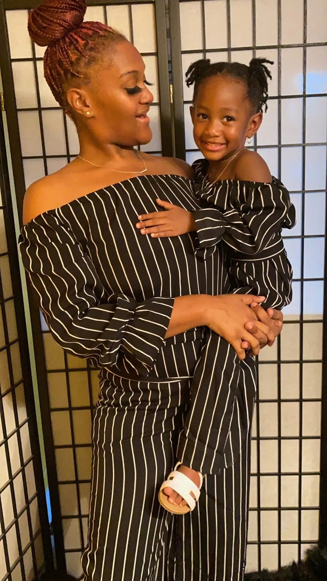 "Match in Style: GIRLS Black & White Striped Jumpsuit