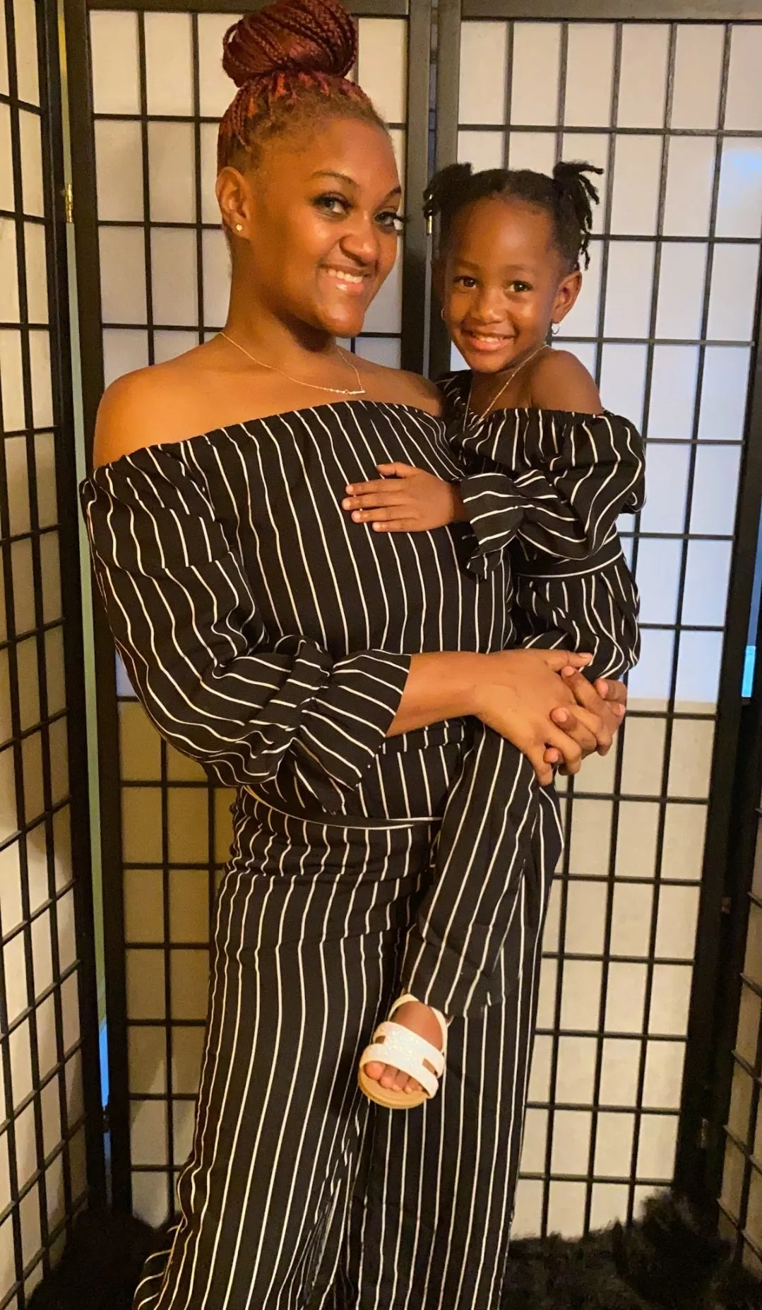"Match in Style: GIRLS Black & White Striped Jumpsuit