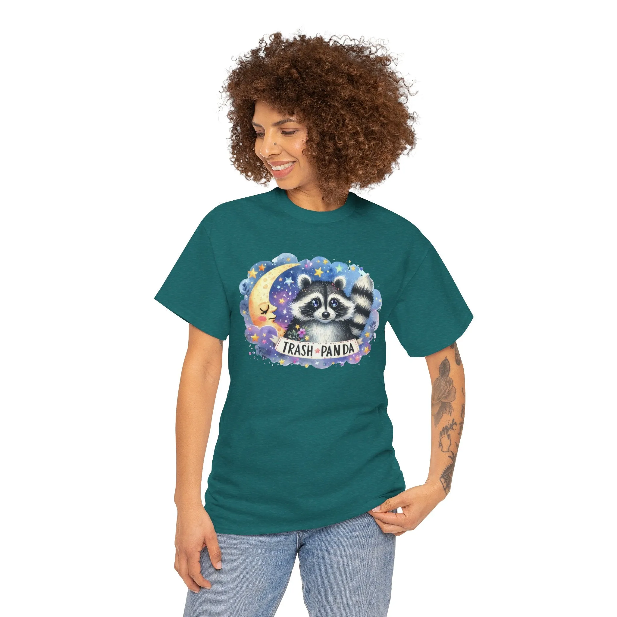 Racoon and the Moon - Unisex Heavy Cotton Tee