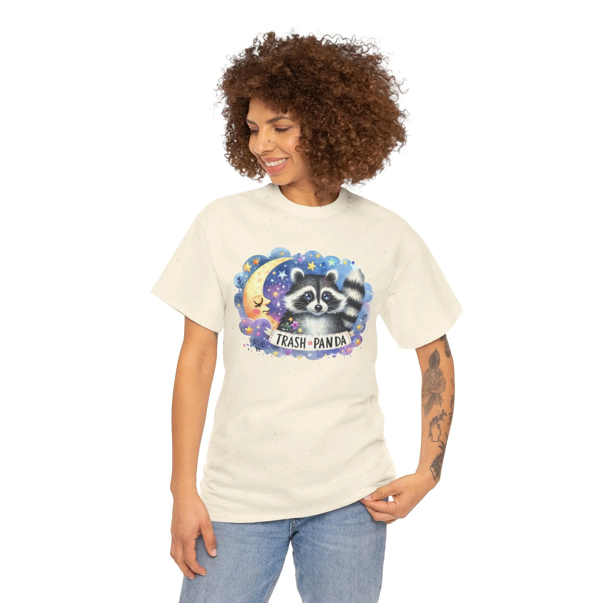 Racoon and the Moon - Unisex Heavy Cotton Tee