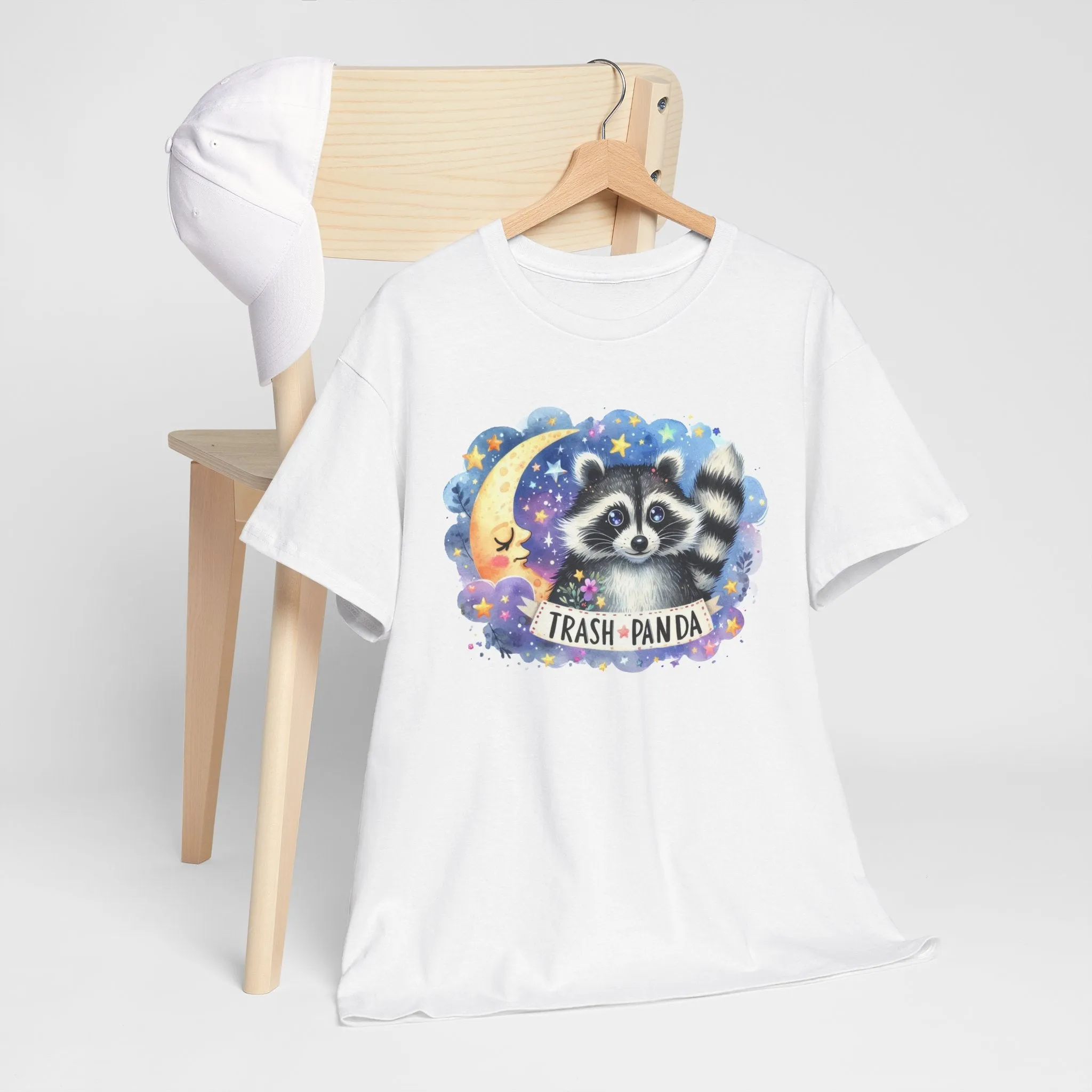 Racoon and the Moon - Unisex Heavy Cotton Tee