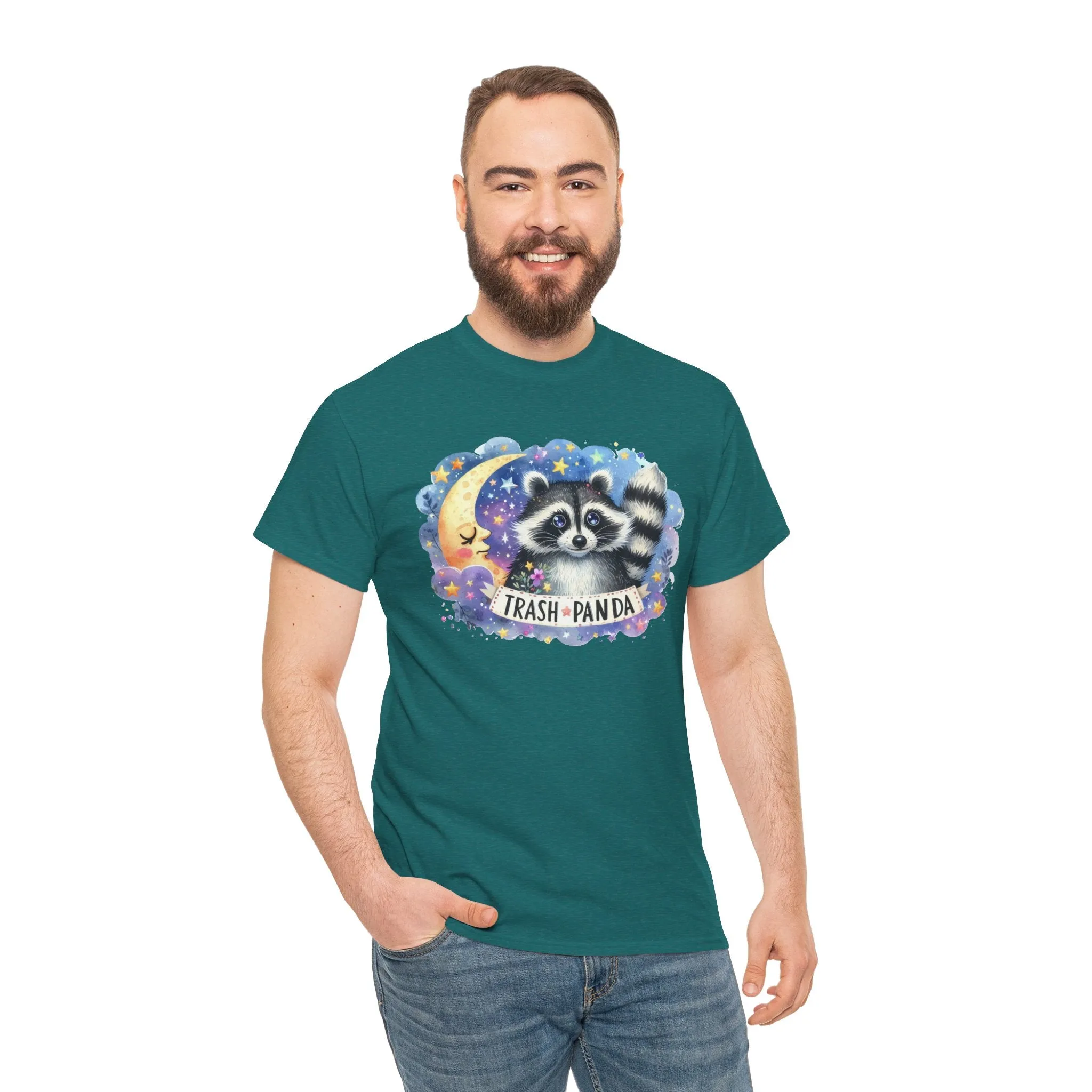 Racoon and the Moon - Unisex Heavy Cotton Tee