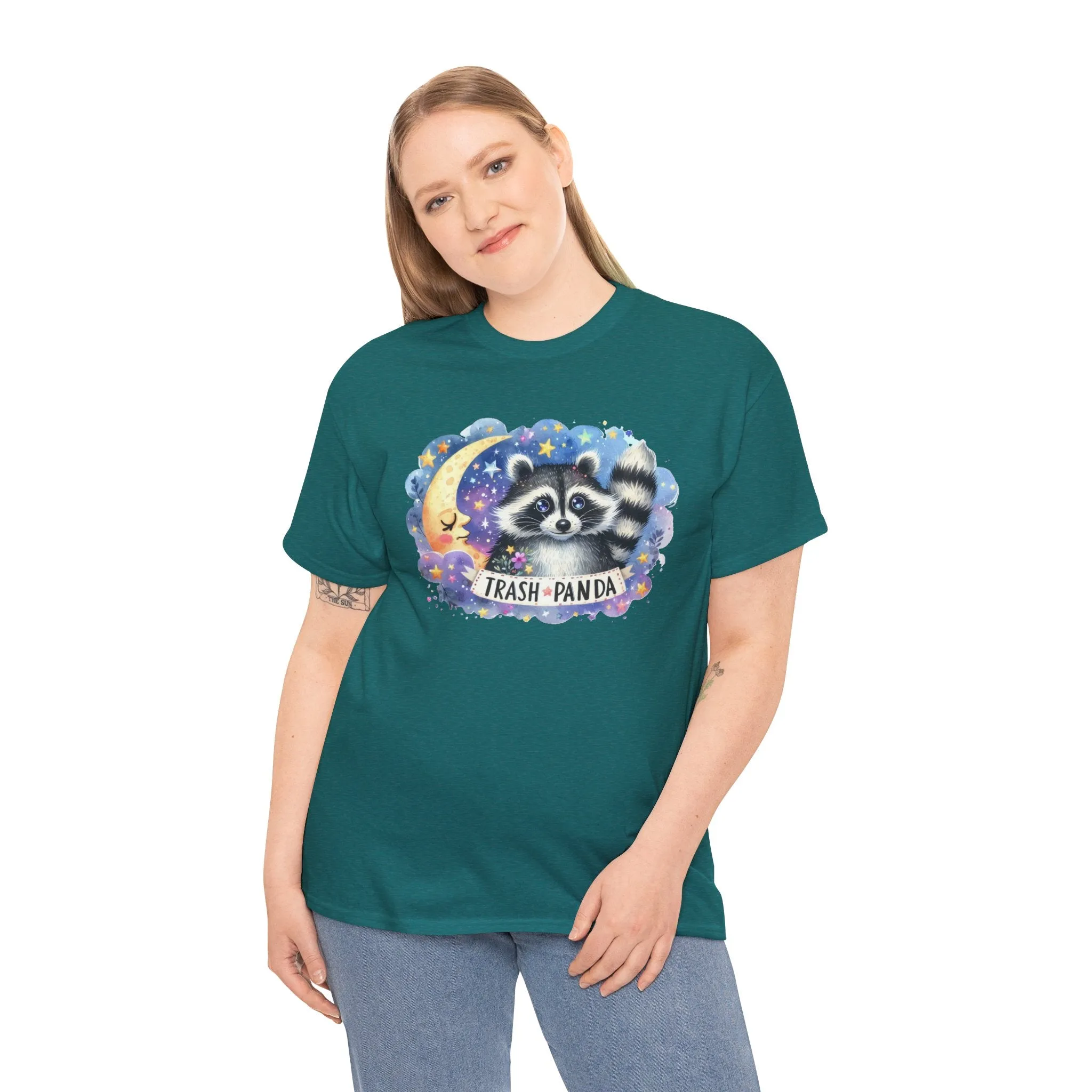 Racoon and the Moon - Unisex Heavy Cotton Tee