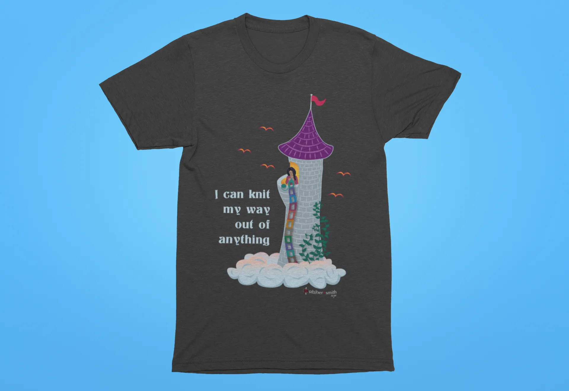 Rapunzel Knits T-shirt - "I can knit my way out of anything" - for knitters