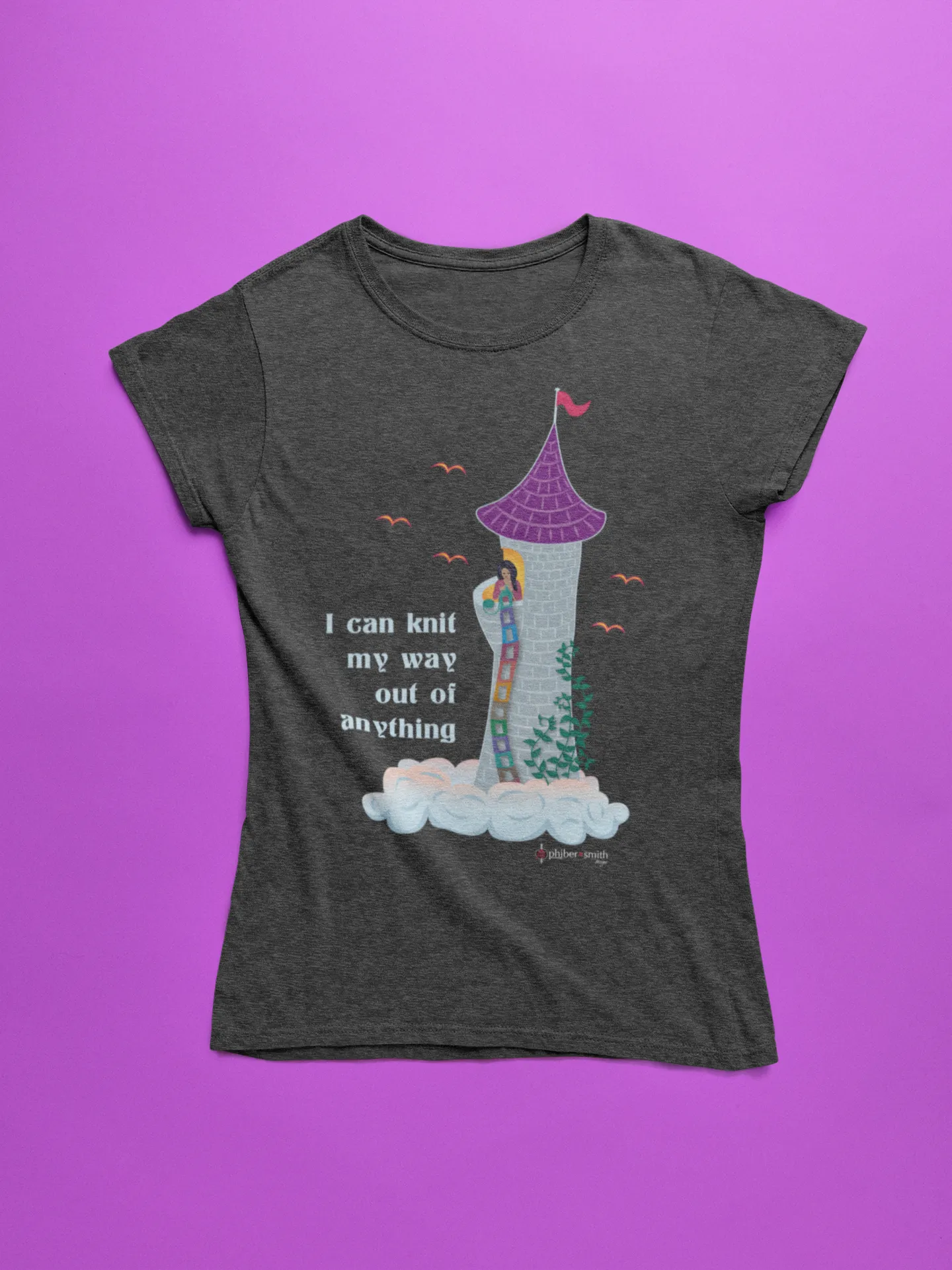 Rapunzel Knits T-shirt - "I can knit my way out of anything" - for knitters
