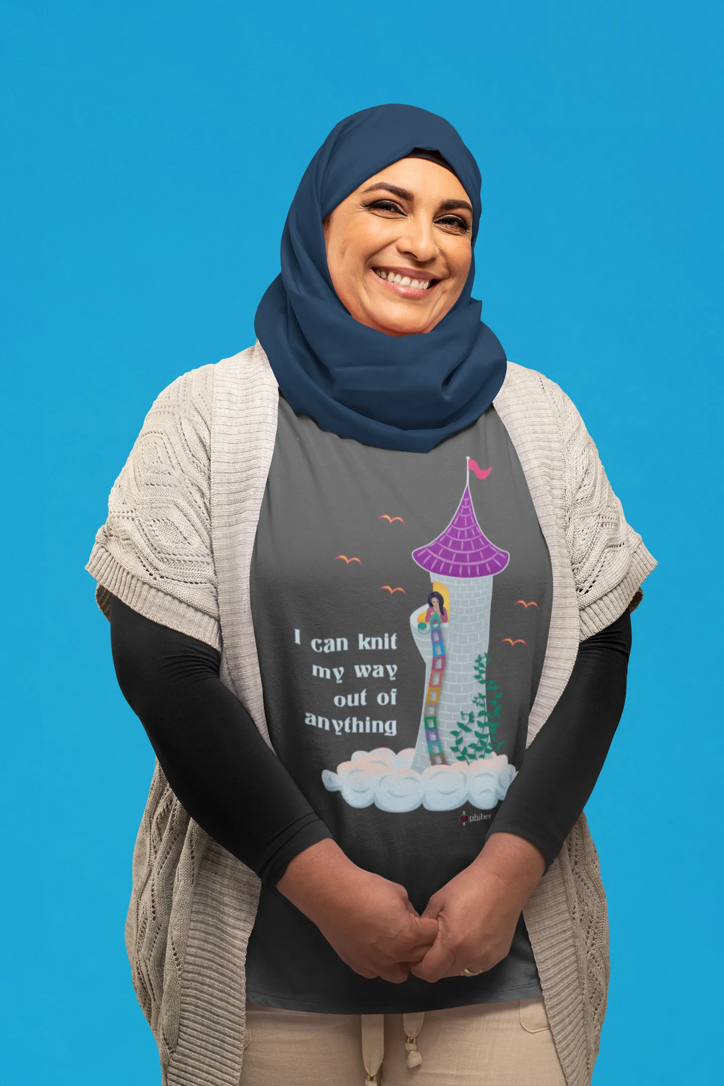 Rapunzel Knits T-shirt - "I can knit my way out of anything" - for knitters