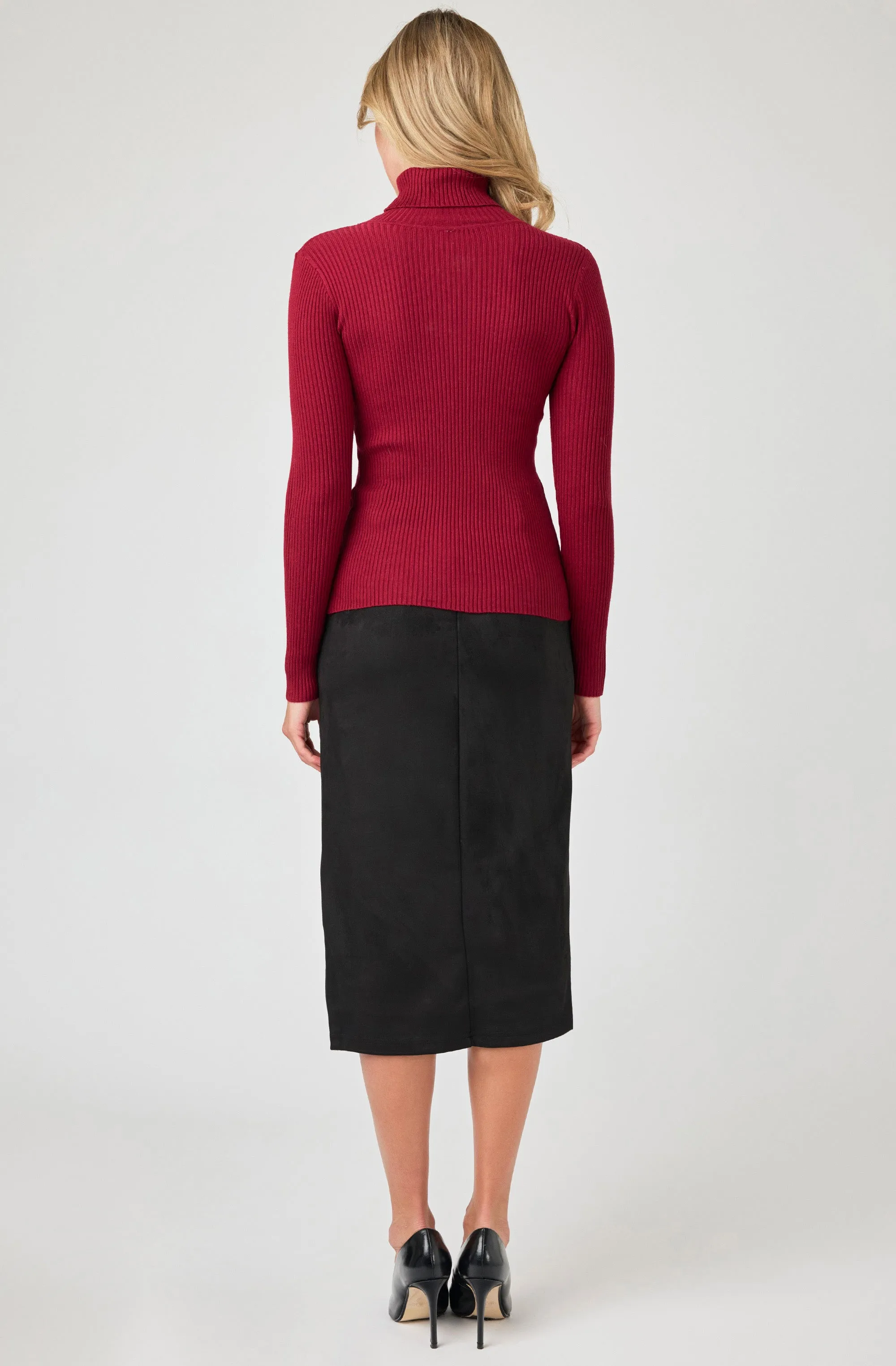 Ribbed Turtleneck Knit Sweater
