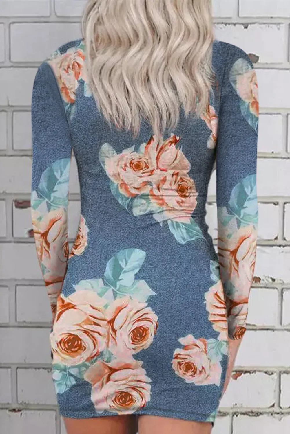 Ruched Cut Out Full Sleeve Bodycon Dress