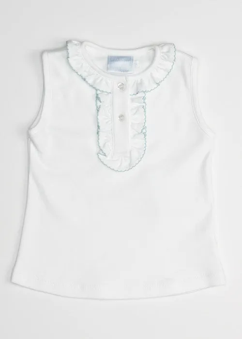 Ruffle Henley Shirt Aqua