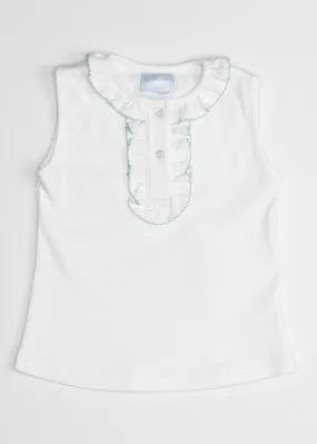 Ruffle Henley Shirt Aqua