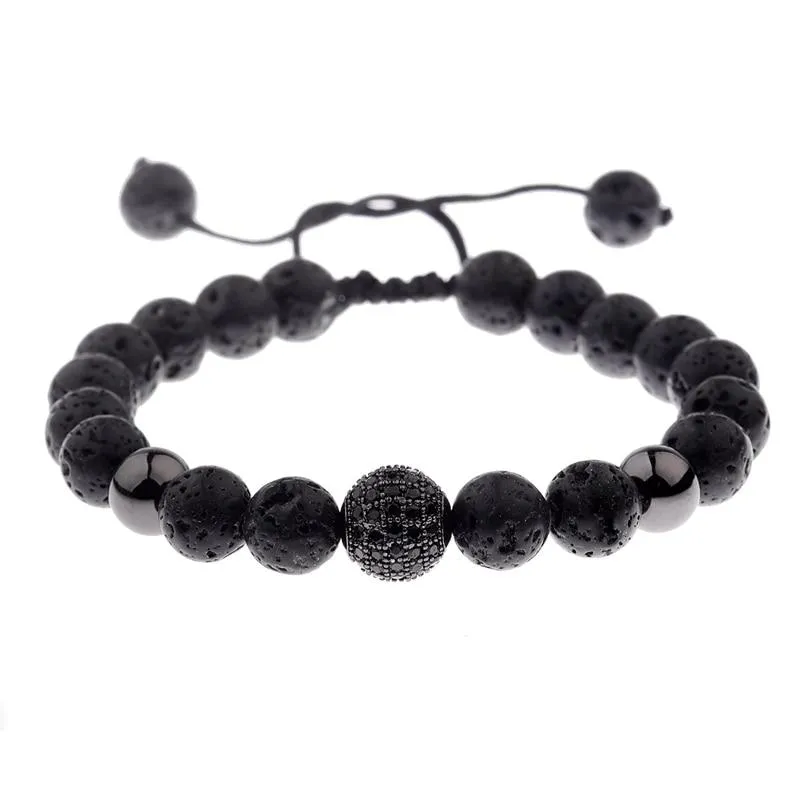 Simon Gold-Tone & Lava Stone Beads Bracelet
