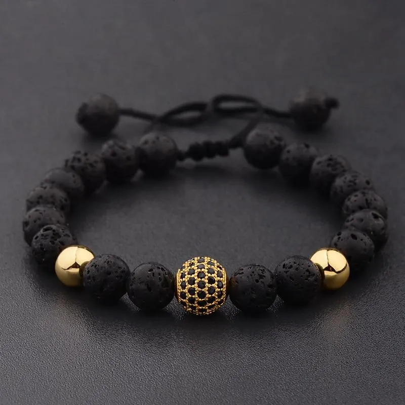 Simon Gold-Tone & Lava Stone Beads Bracelet