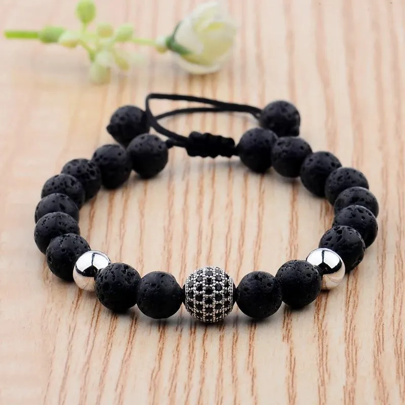 Simon Gold-Tone & Lava Stone Beads Bracelet