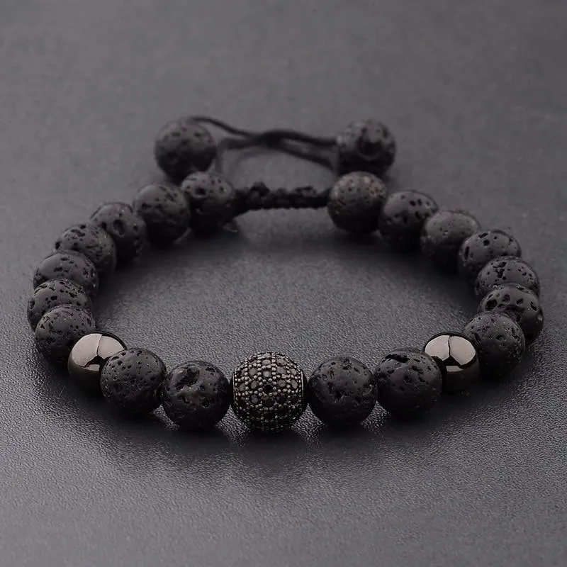 Simon Gold-Tone & Lava Stone Beads Bracelet