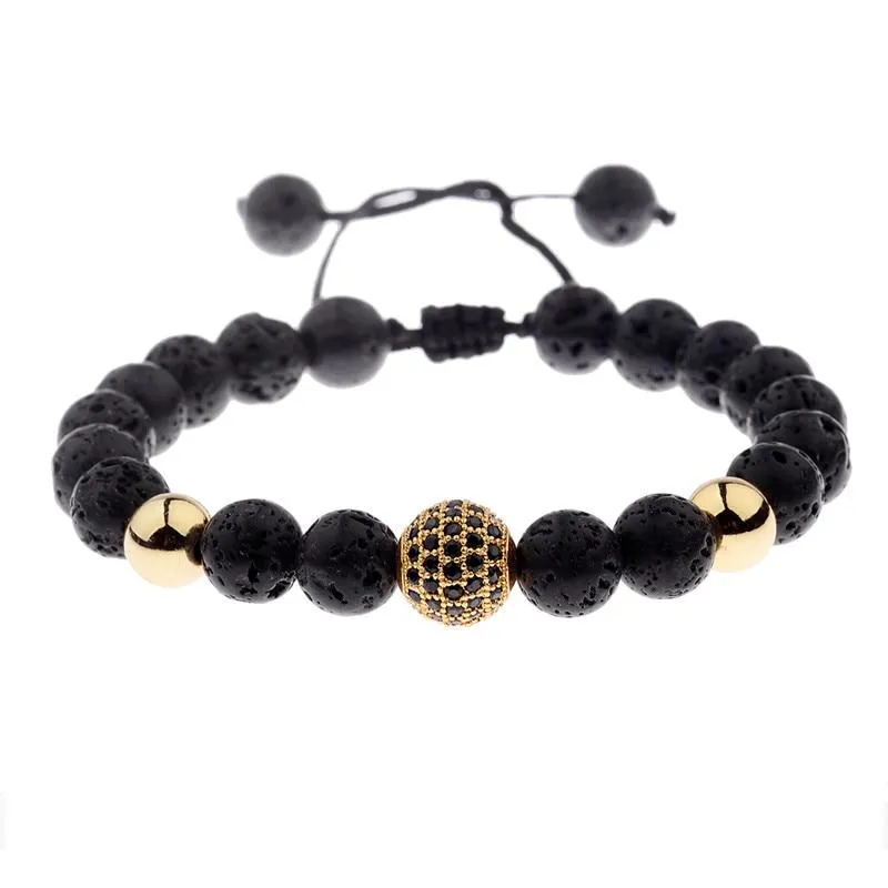 Simon Gold-Tone & Lava Stone Beads Bracelet