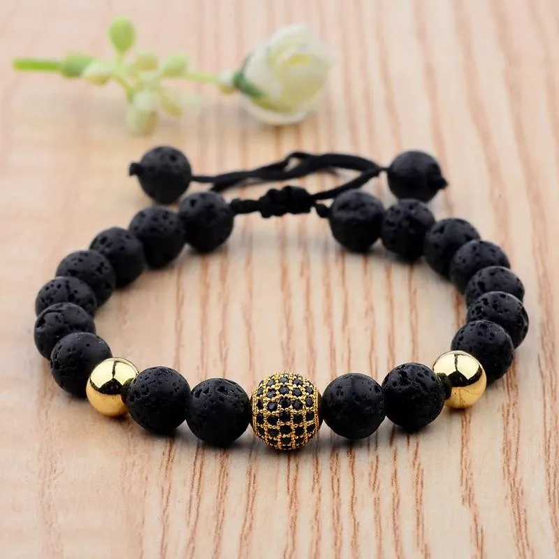 Simon Gold-Tone & Lava Stone Beads Bracelet