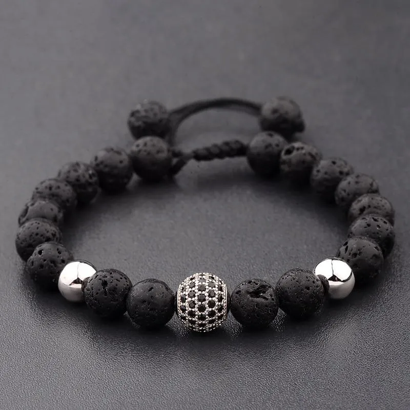 Simon Gold-Tone & Lava Stone Beads Bracelet
