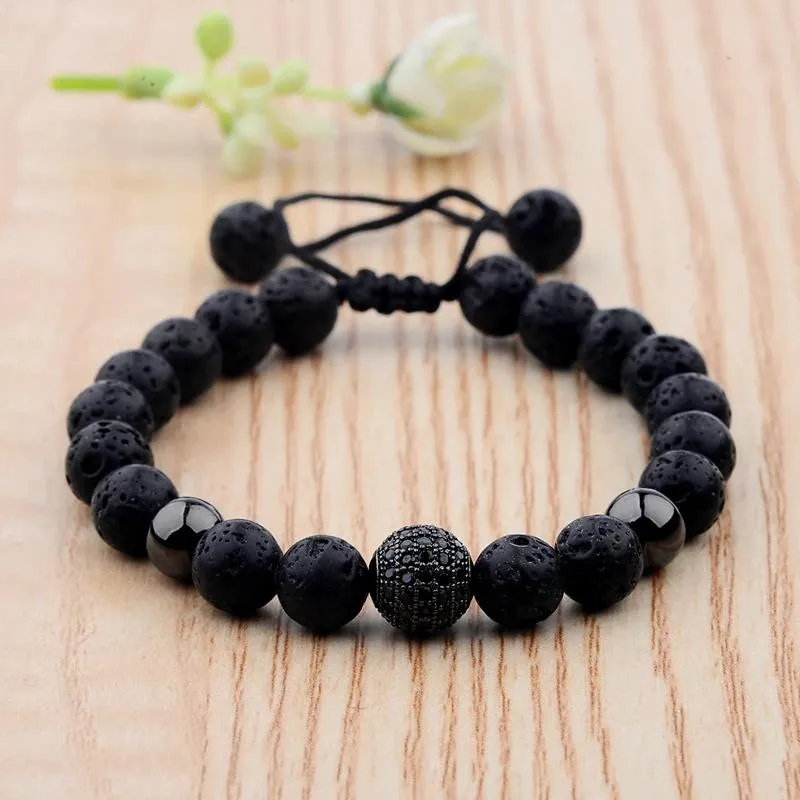 Simon Gold-Tone & Lava Stone Beads Bracelet