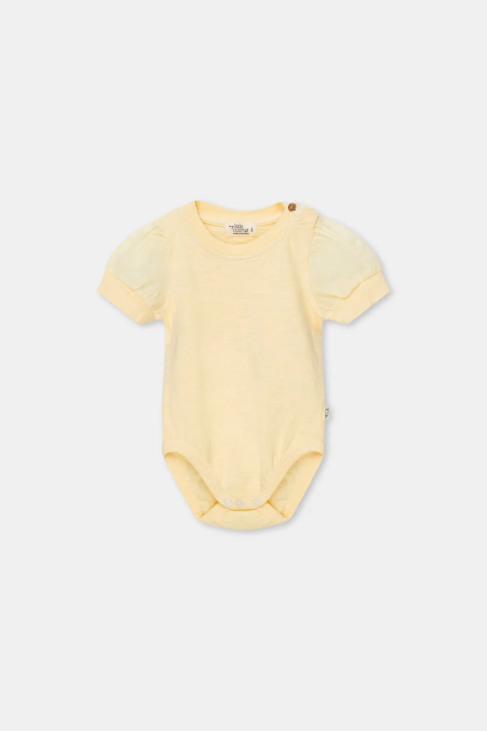 Slub puff sleeves baby bodysuit