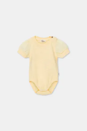 Slub puff sleeves baby bodysuit