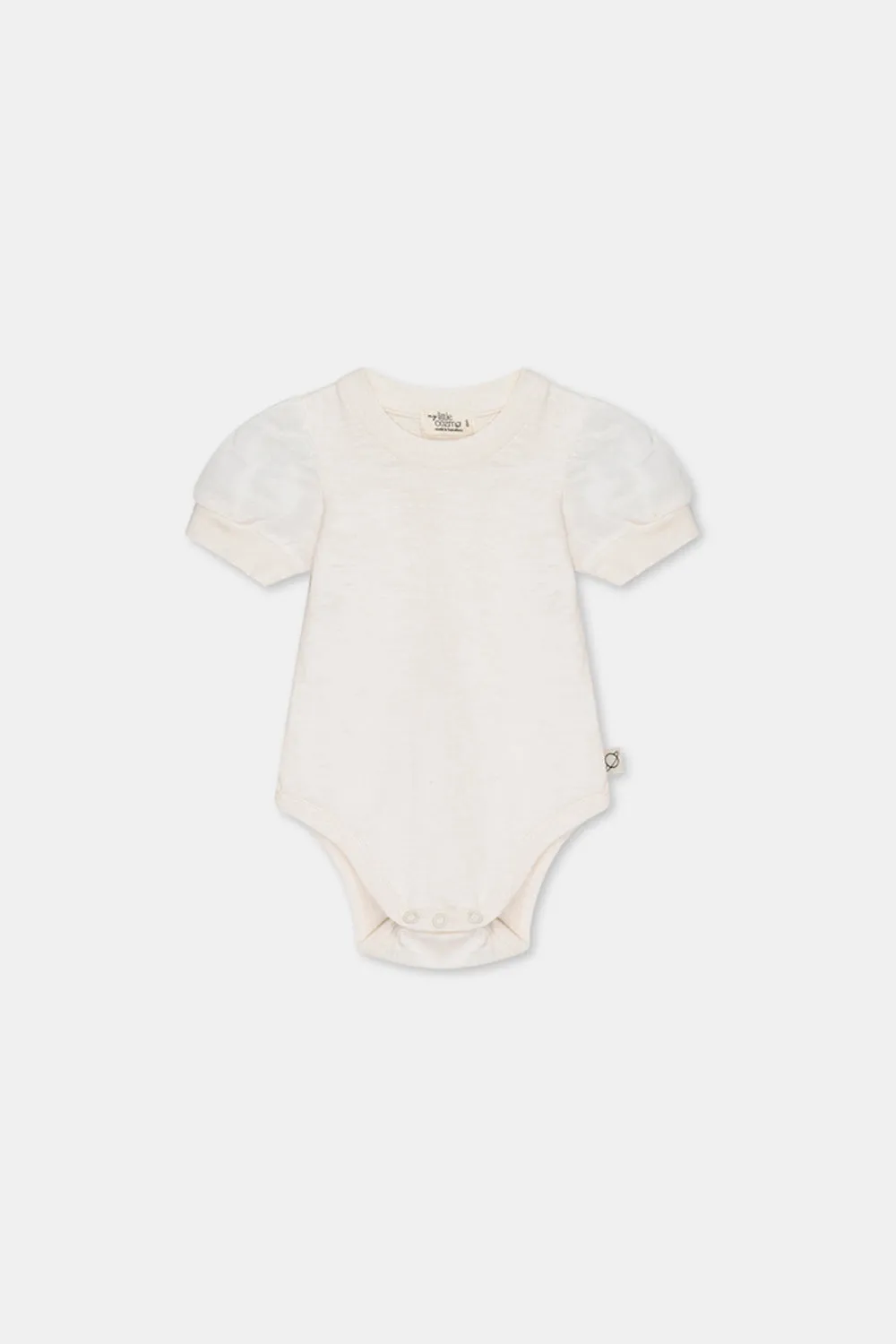 Slub puff sleeves baby bodysuit