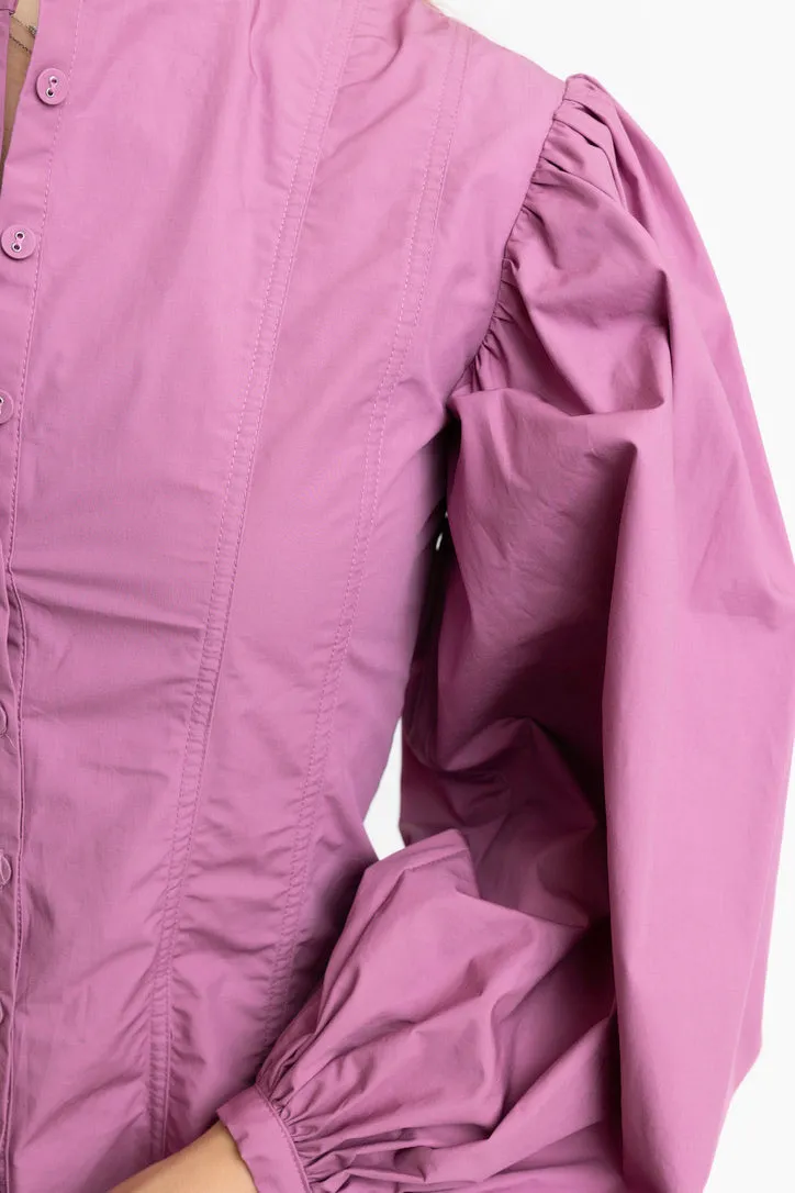 Solid Poplin Button Top
