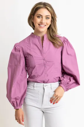 Solid Poplin Button Top