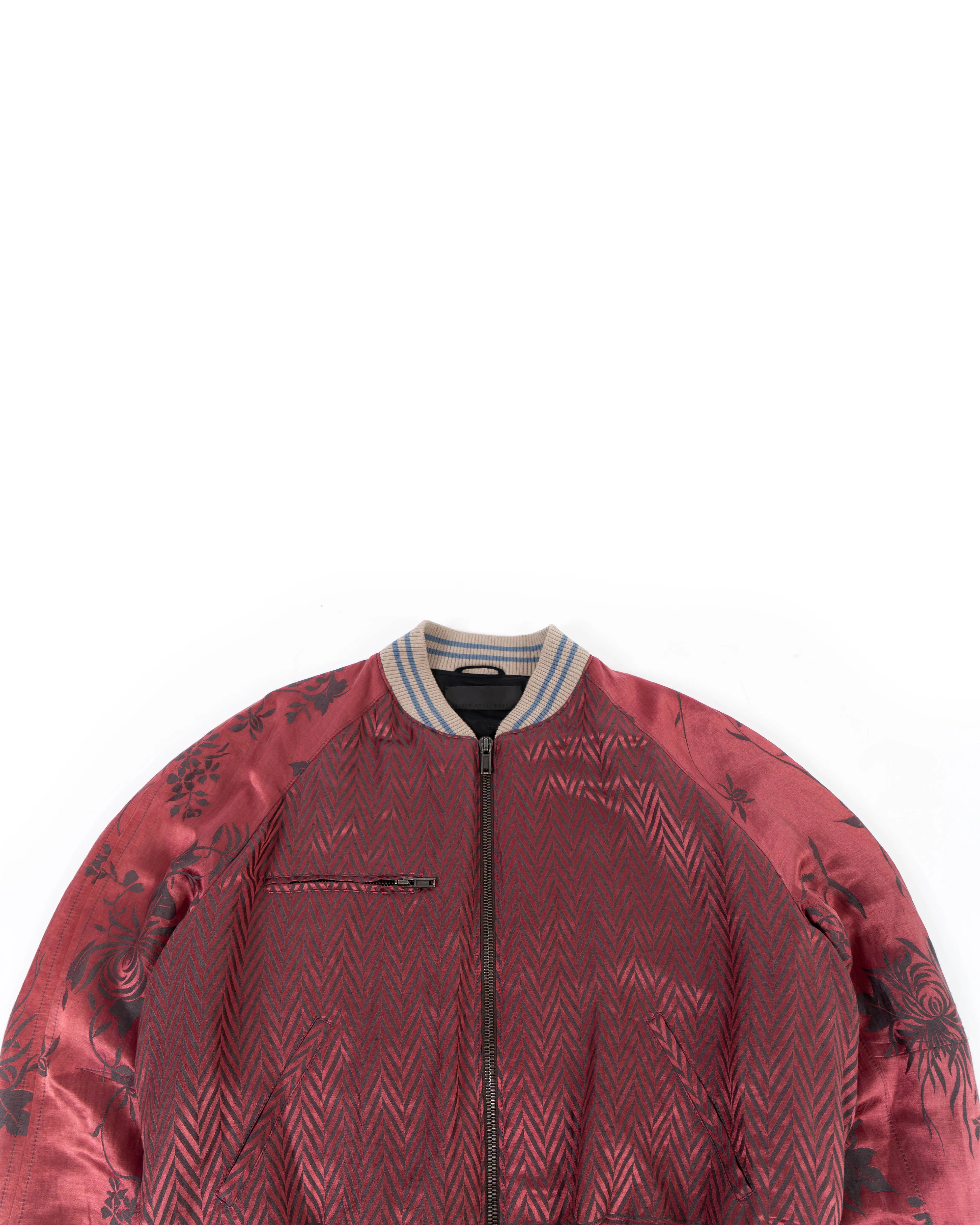 SS15 Chevron Floral Silk Jacquard Bomber Jacket