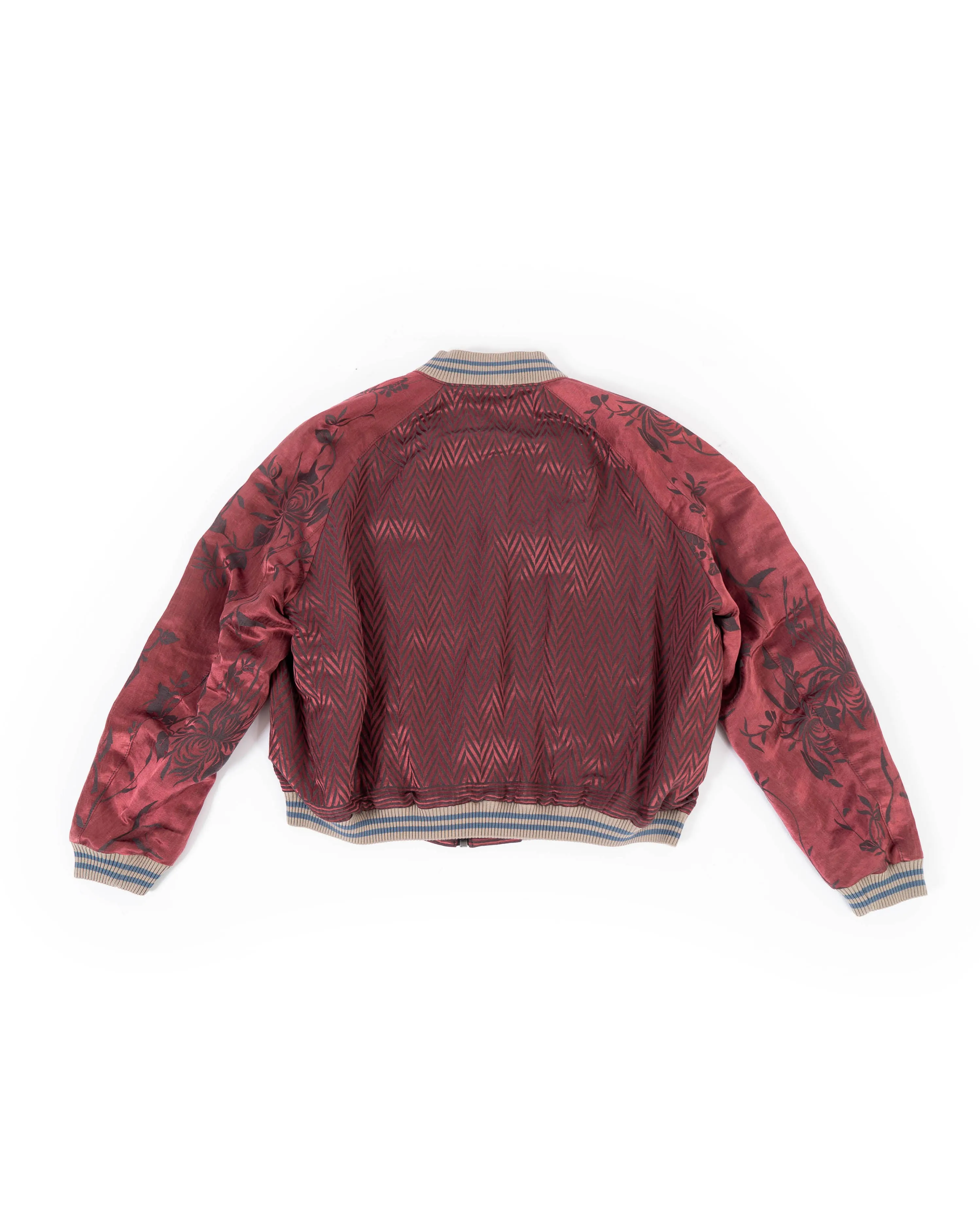 SS15 Chevron Floral Silk Jacquard Bomber Jacket
