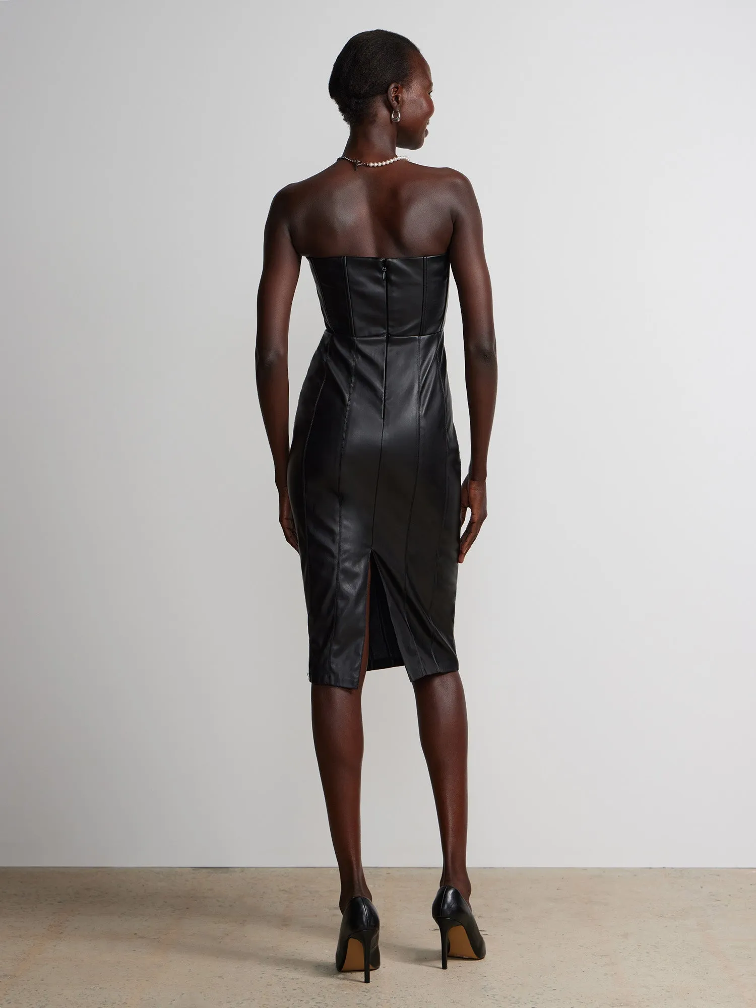 Strapless Faux Leather Dress