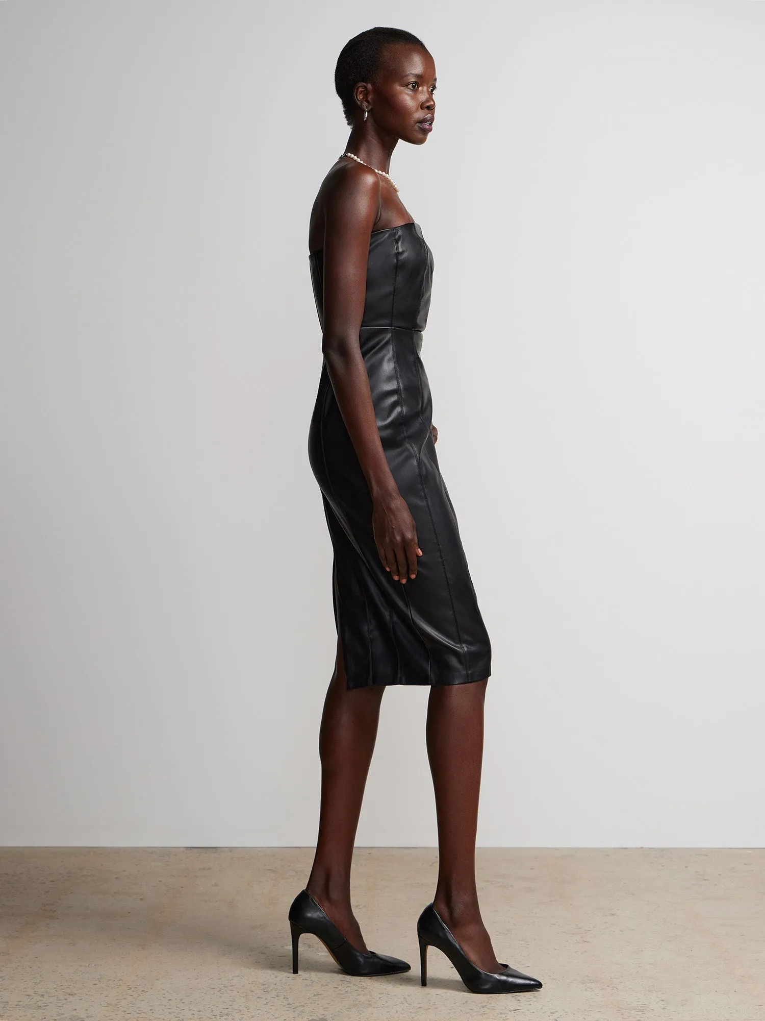 Strapless Faux Leather Dress