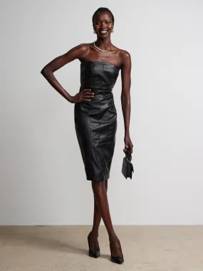 Strapless Faux Leather Dress