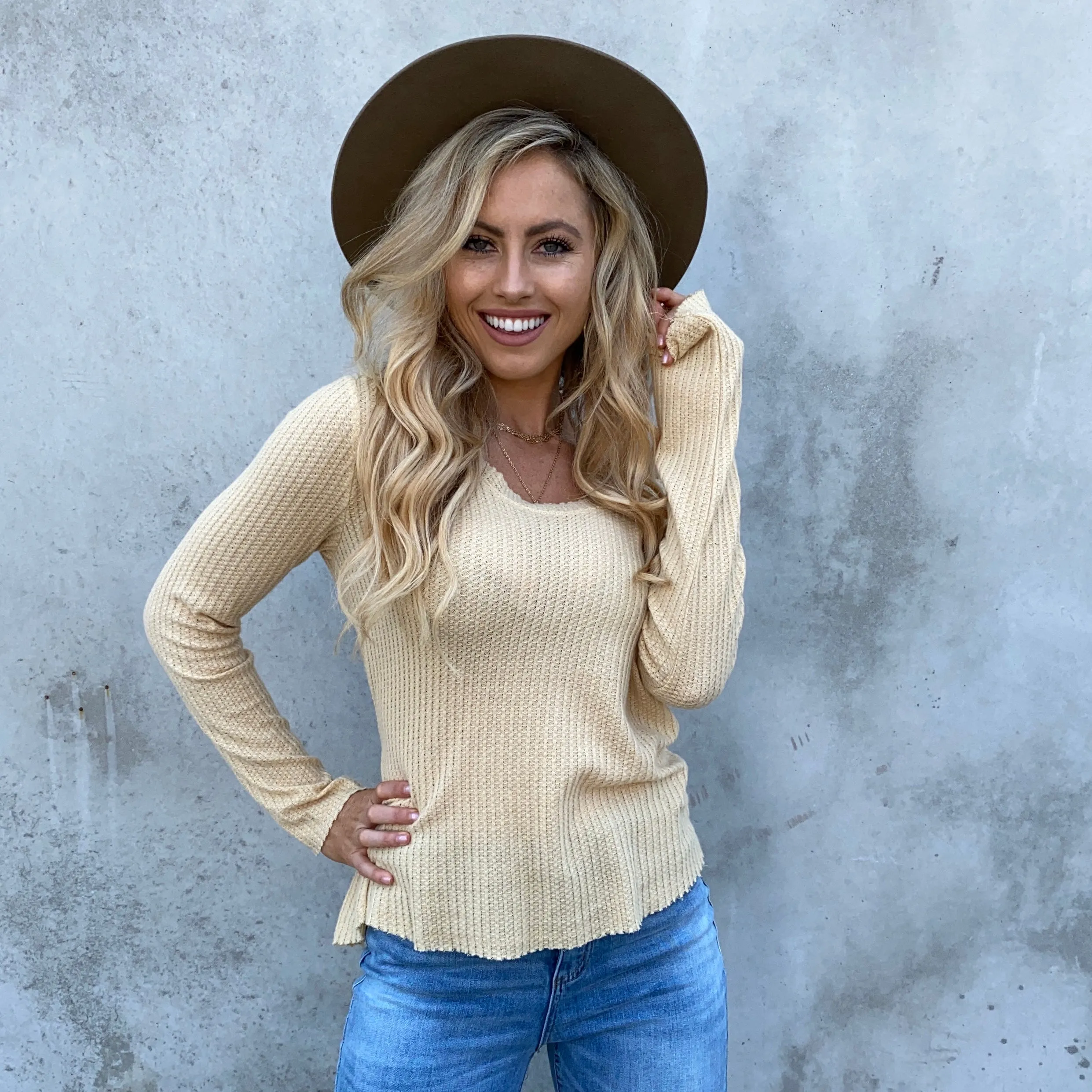 Sunrise Long Sleeve Knit Top in Light Yellow