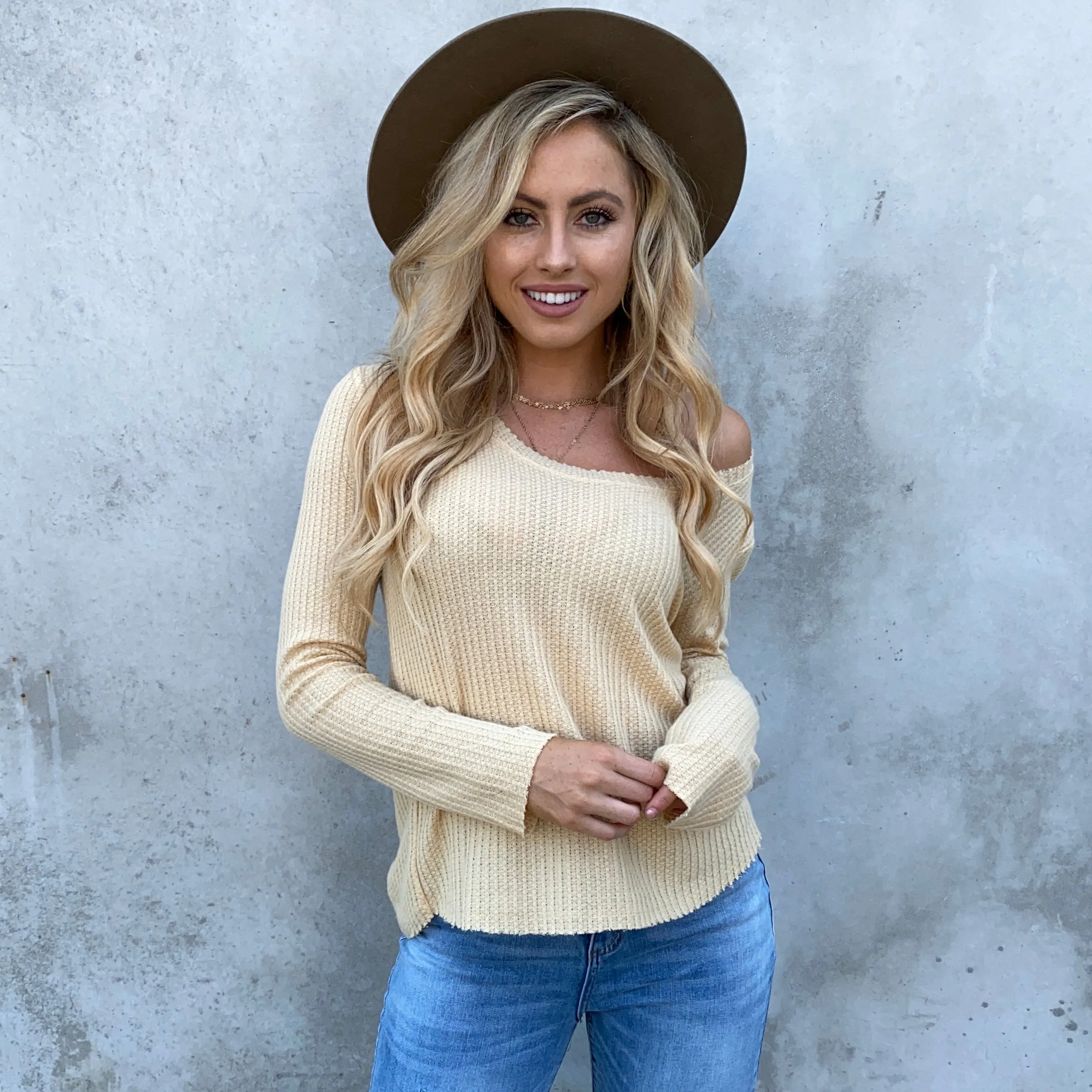 Sunrise Long Sleeve Knit Top in Light Yellow
