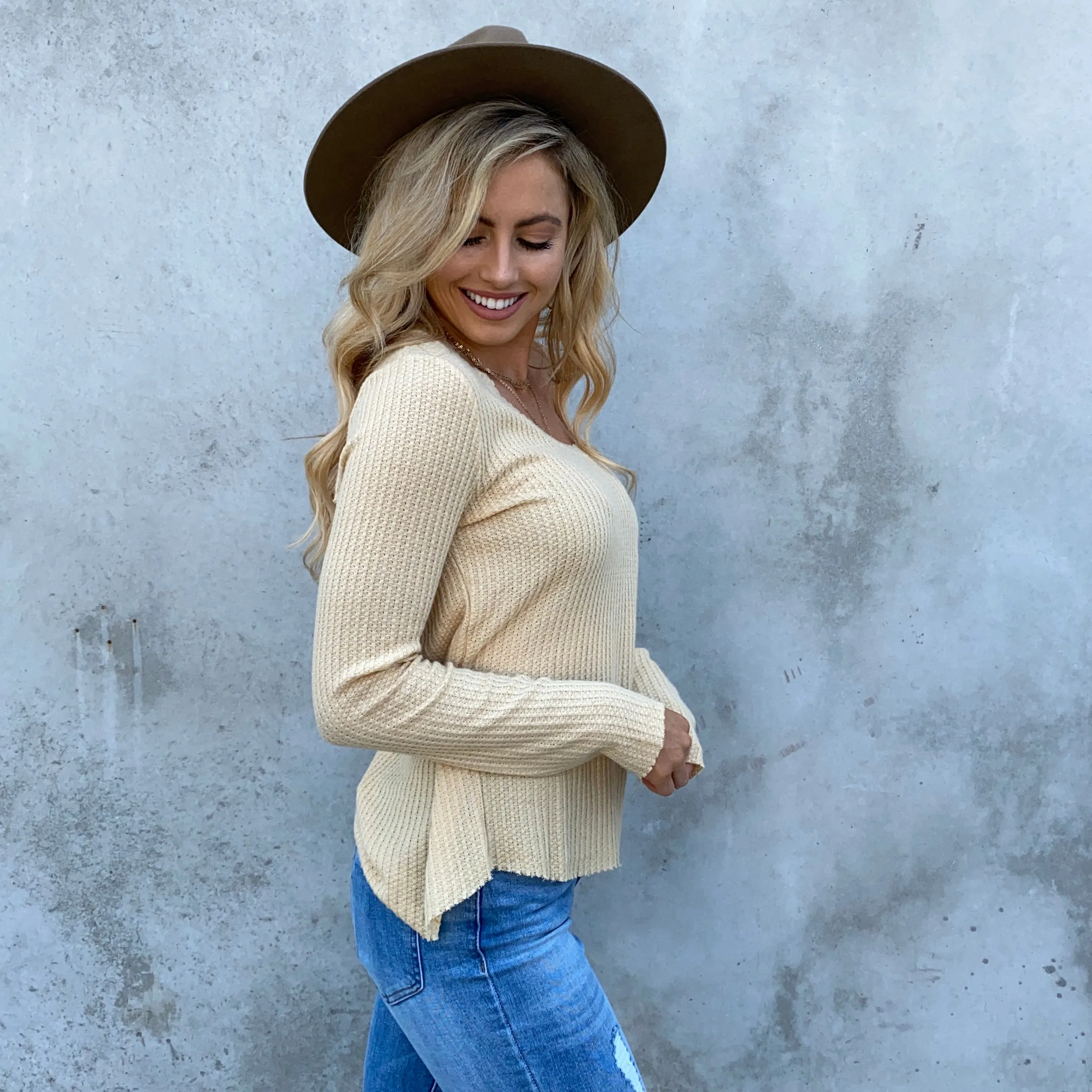 Sunrise Long Sleeve Knit Top in Light Yellow