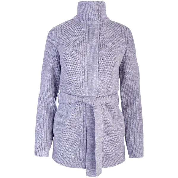 Swirl Stitch Cardigan in Grigio-Viola-Ecru