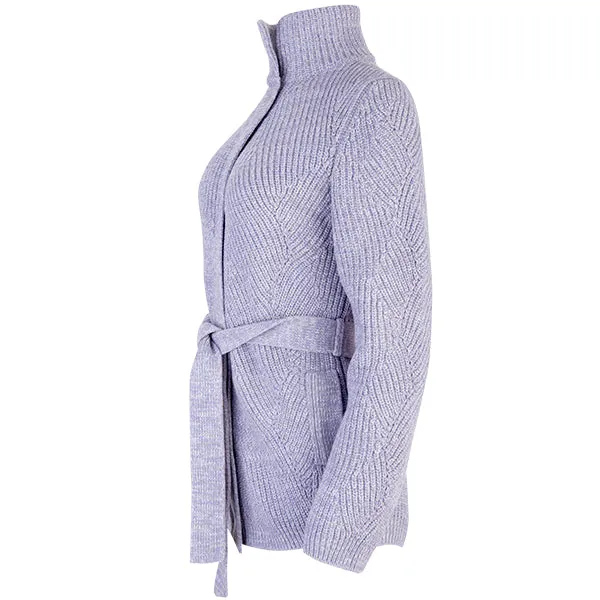 Swirl Stitch Cardigan in Grigio-Viola-Ecru