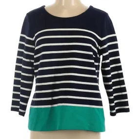 Talbots Color Block Striped Top Small Navy
