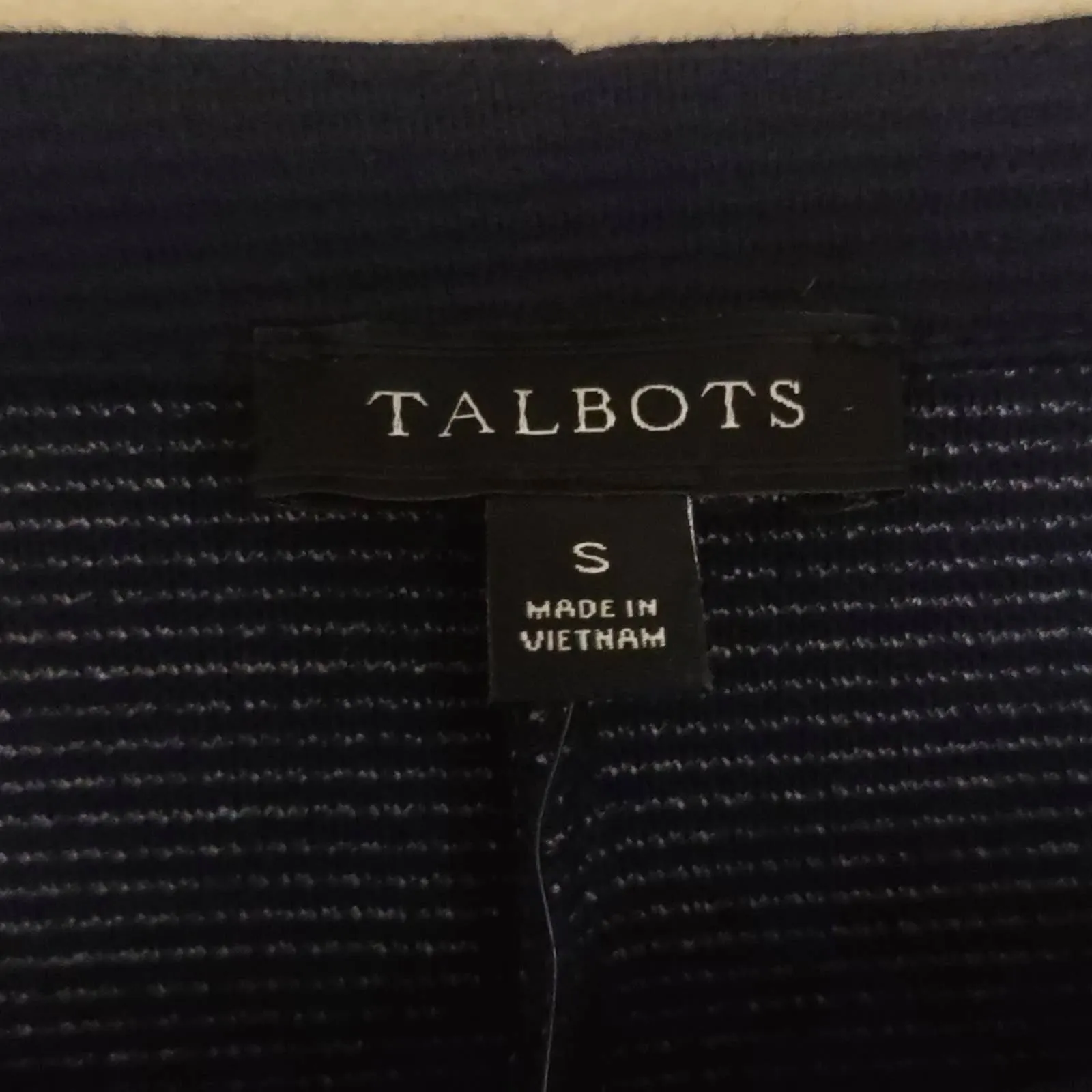 Talbots Color Block Striped Top Small Navy