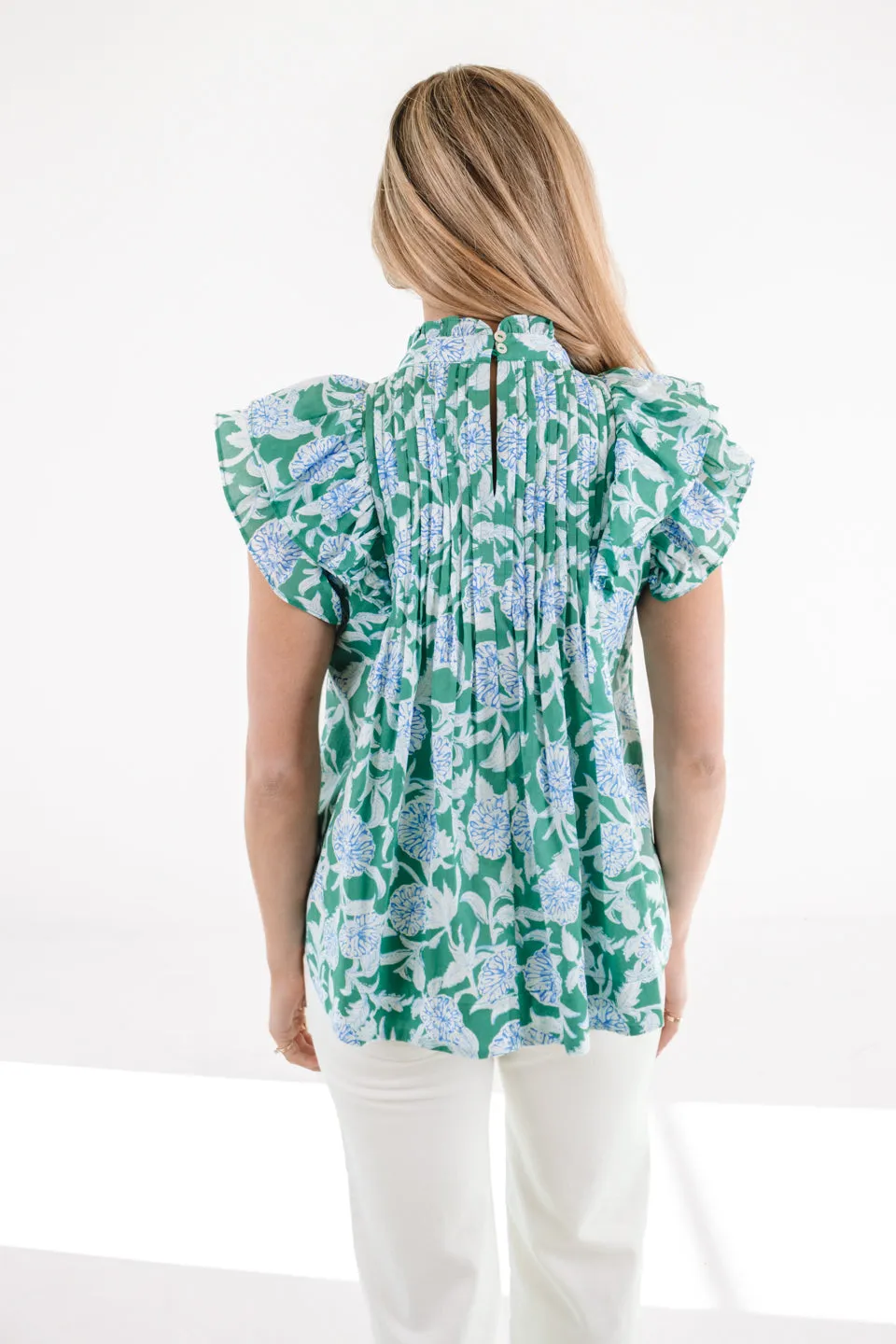 The Merritt Pleated Top - Green