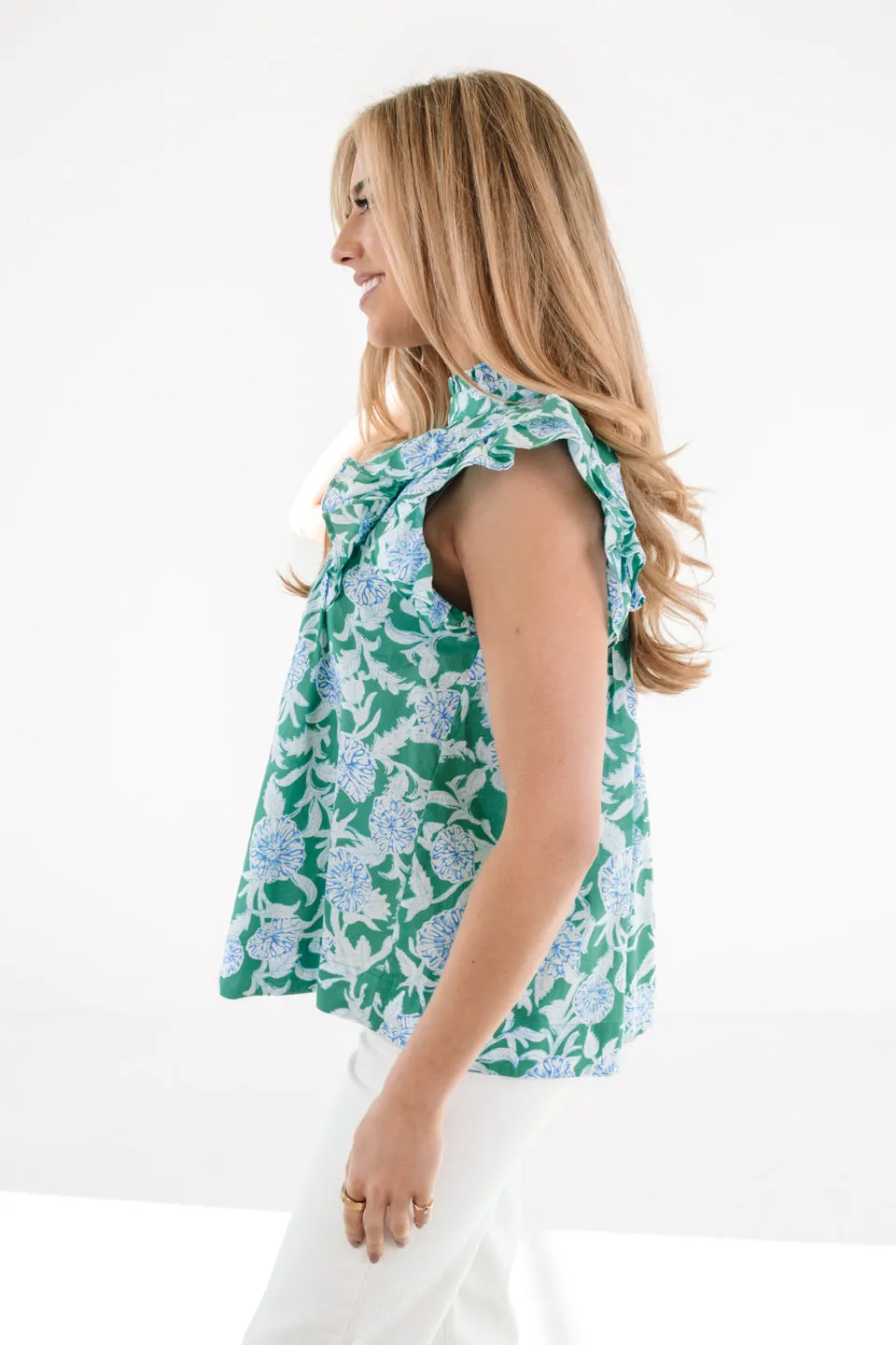 The Merritt Pleated Top - Green