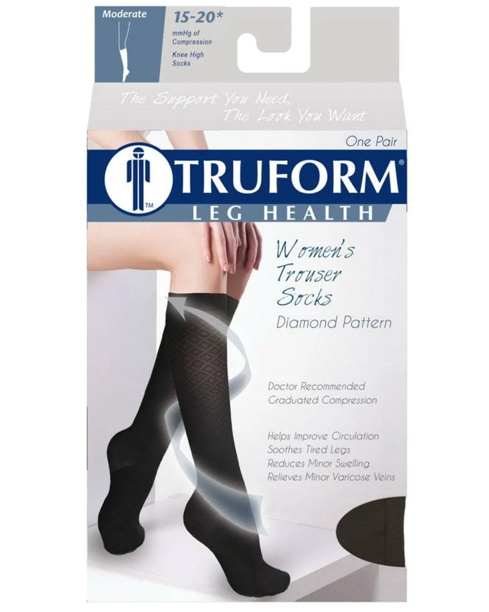 TRUFORM Women's Diamond Knit Trouser Socks 15-20 mmHg