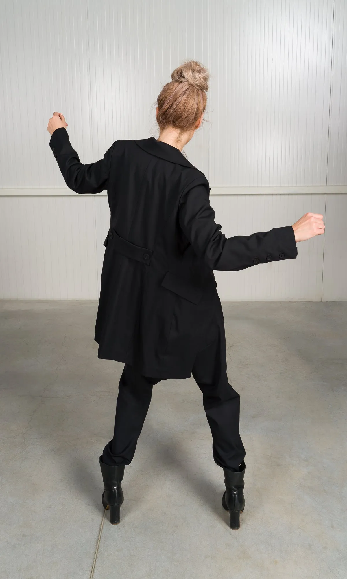 Two-piece Set of Drop Crotch Wool Pants