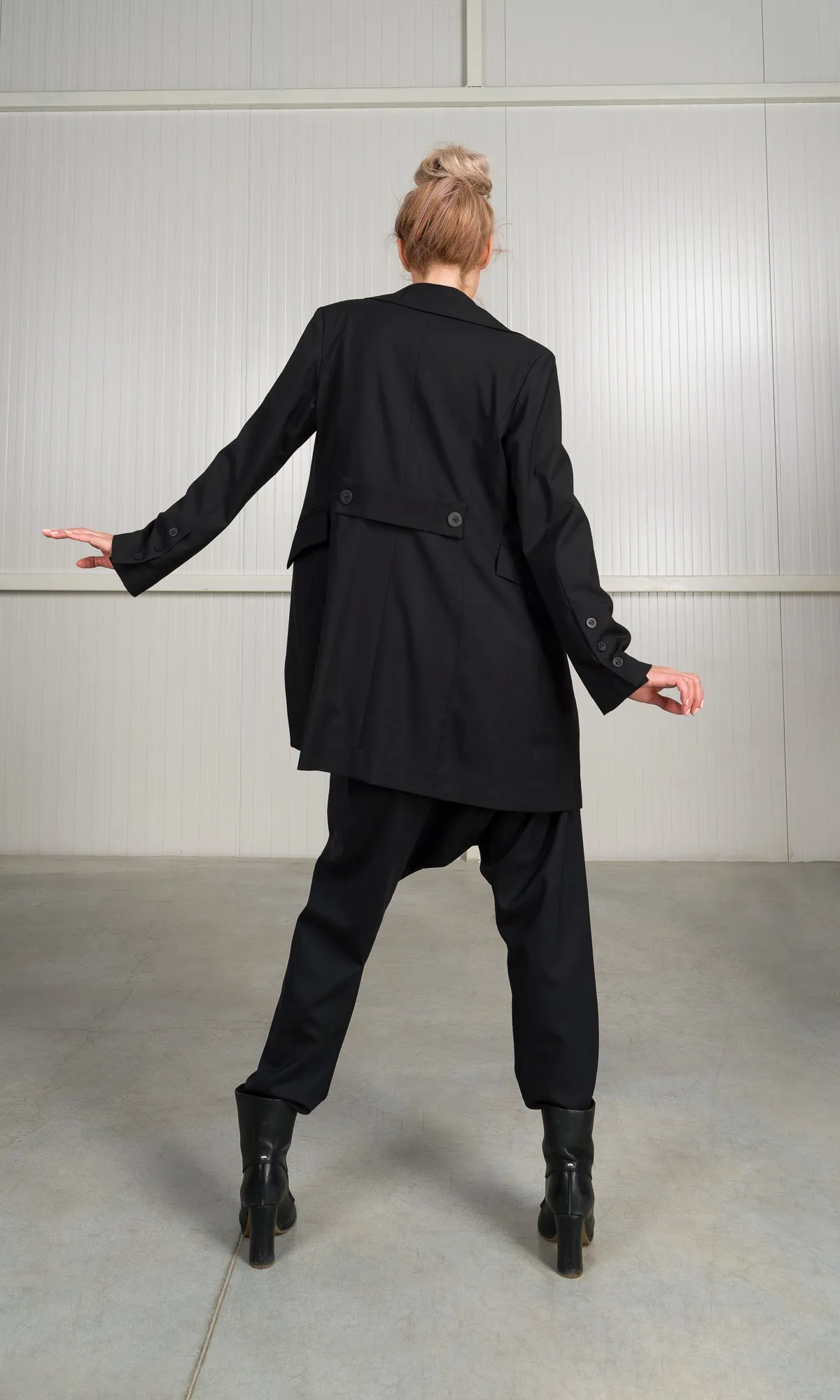 Two-piece Set of Drop Crotch Wool Pants