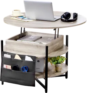 Vevor Lift Top Coffee Table 35.3" Round with Storage and Hidden Compartment New