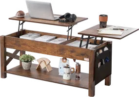 Vevor Lift Top Coffee Table 47.2" x 19.6"  Multi-Functional with Hidden Storage Brown New