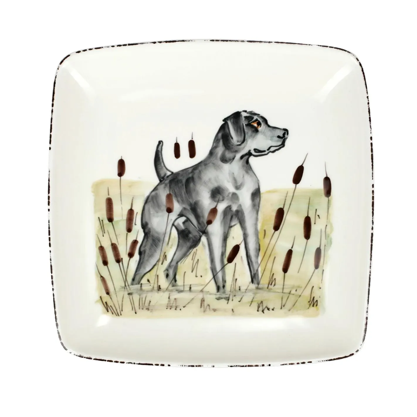 Vietri Wildlife Hunting Dog Large Square Platter