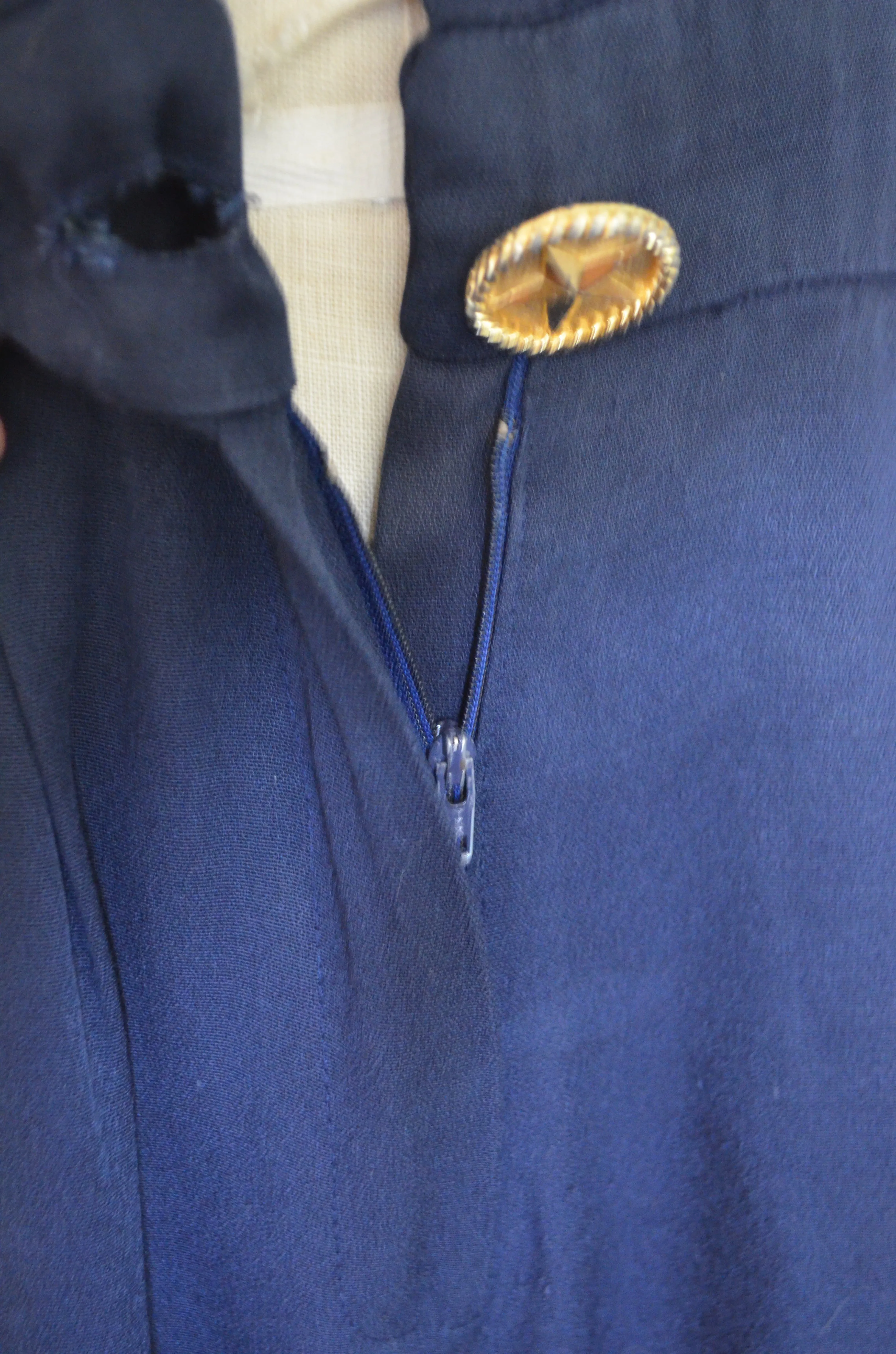 Vintage 1980s Lillie Rubin Military Navy Style Nautical Jumpsuit with gold star buttons
