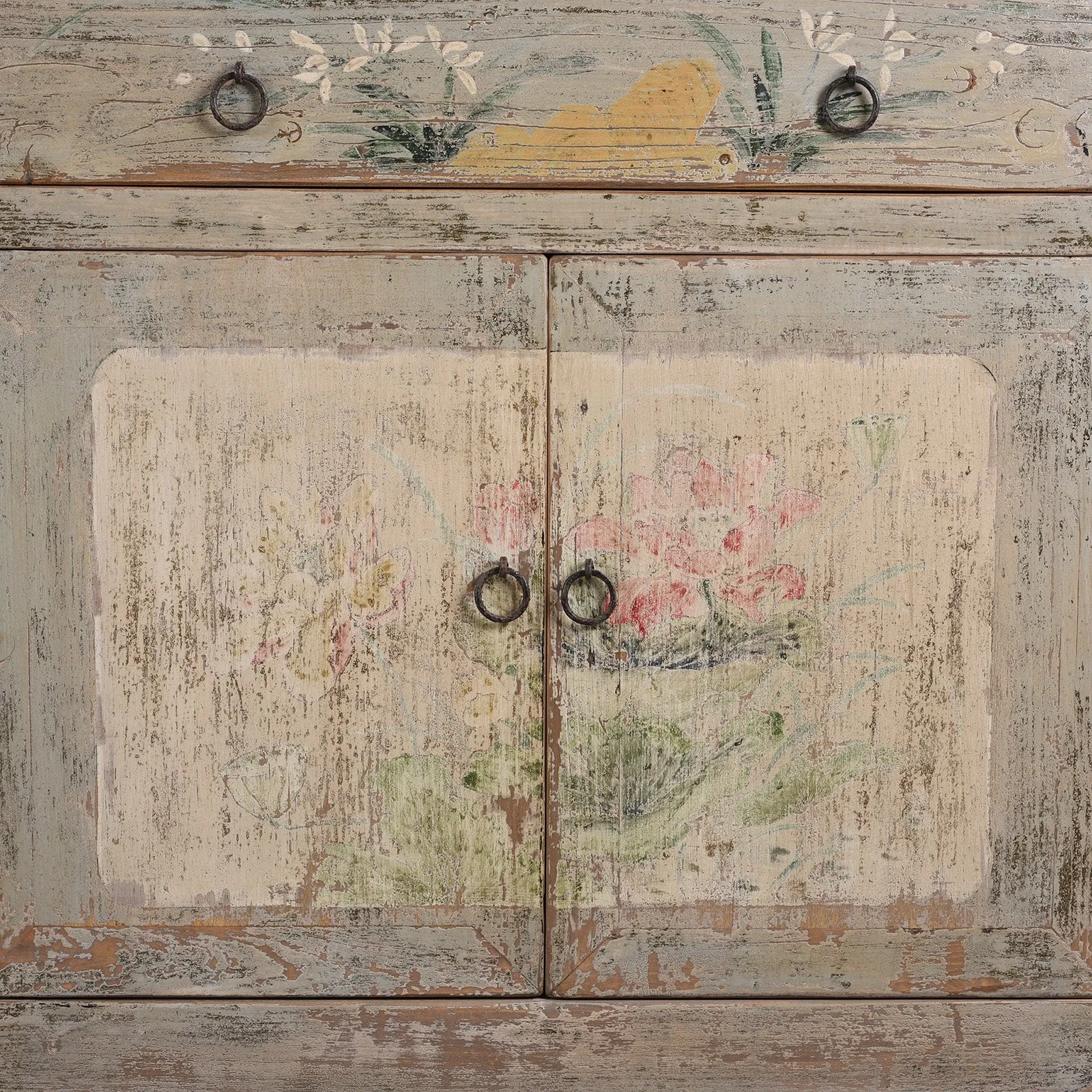 Vintage Blue Painted Sideboard From Shanxi - Ca 1920
